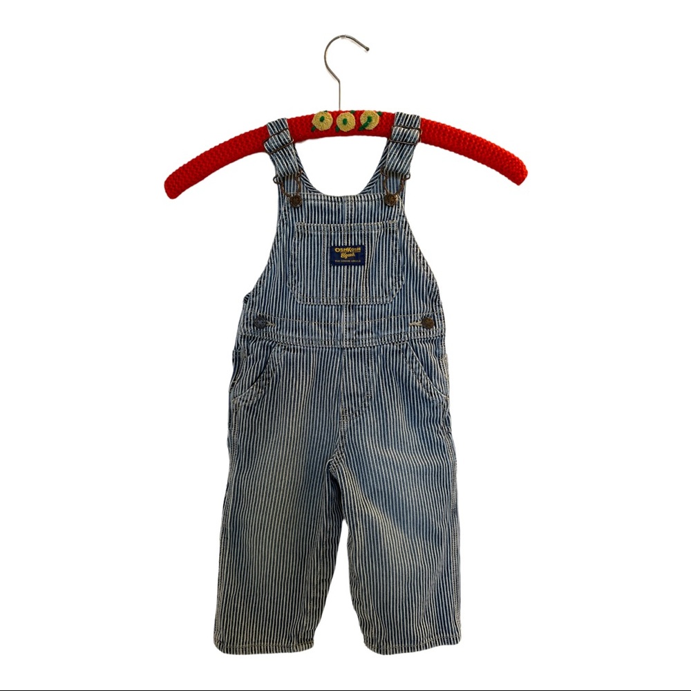 Oshkosh B’gosh Overalls Genuine Article Railroad Stripes - 18 mos 100% Cotton